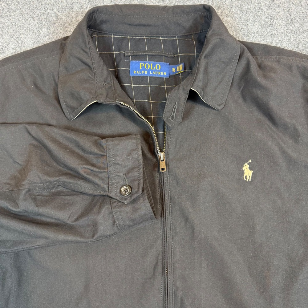 Polo Ralph Lauren Mens XL Black Bi-Swing Windbreaker Jacket Gold Pony Logo